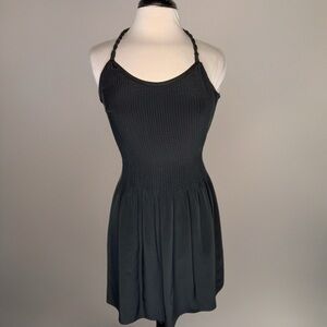 Banana Republic Silk Pin tucked front and braided t-back black sundress Size 0